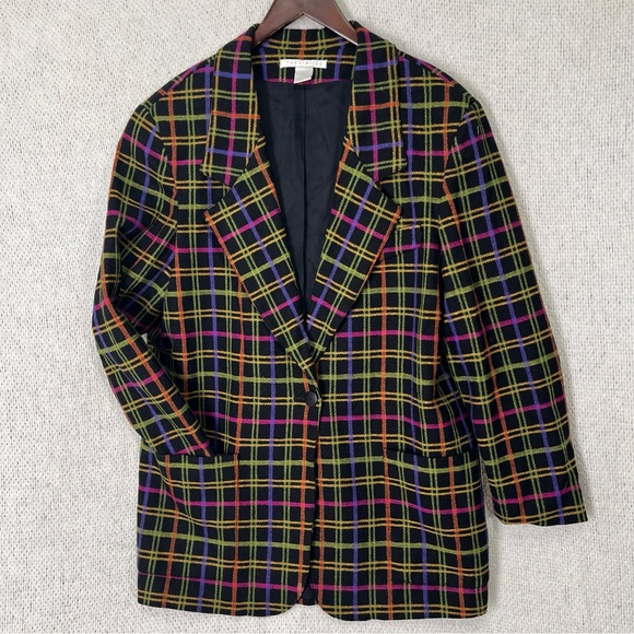 Vintage The Limited Wool Blend Blazer Women L Jacket Groovy 80s 90s USA Made - Picture 16 of 16